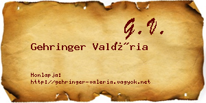 Gehringer Valéria névjegykártya